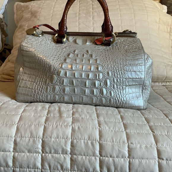 Brahmin Silver and Brown Crocodile Embossed Women's Bag - Picture 2 of 5